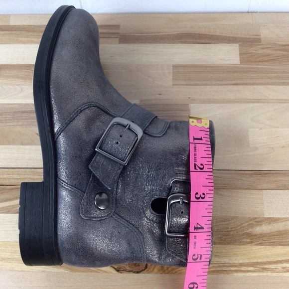 Bocage grey silver shiny ankle chelsea boot moto harness leather bikercore vegan - Picture 13 of 15